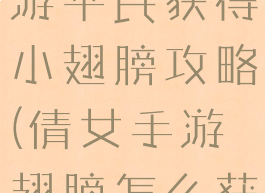 倩女幽魂手游平民获得小翅膀攻略(倩女手游翅膀怎么获得)