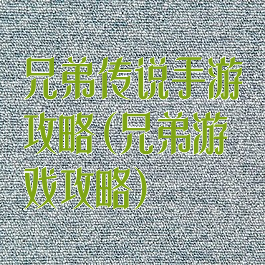 兄弟传说手游攻略(兄弟游戏攻略)