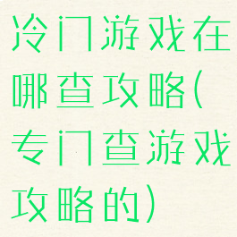 冷门游戏在哪查攻略(专门查游戏攻略的)