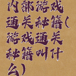 内部游戏通关秘籍(游戏通关秘籍叫什么)