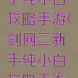 剑网三新手纯小白攻略手游(剑网三新手纯小白攻略手游版)