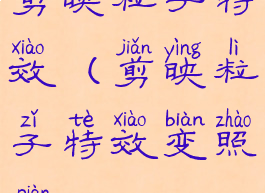 剪映粒子特效(剪映粒子特效变照片)