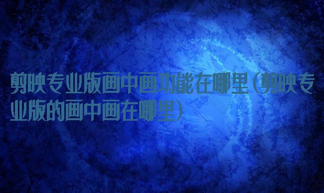 剪映专业版画中画功能在哪里(剪映专业版的画中画在哪里)