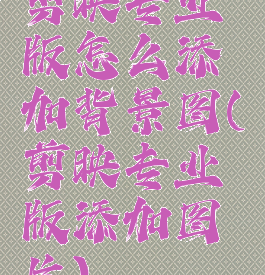 剪映专业版怎么添加背景图(剪映专业版添加图片)