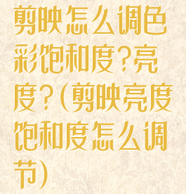 剪映怎么调色彩饱和度?亮度?(剪映亮度饱和度怎么调节)