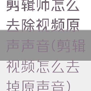 剪辑师怎么去除视频原声声音(剪辑视频怎么去掉原声音)