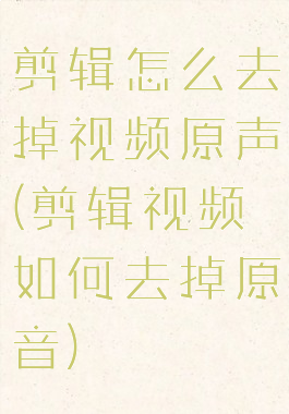 剪辑怎么去掉视频原声(剪辑视频如何去掉原音)