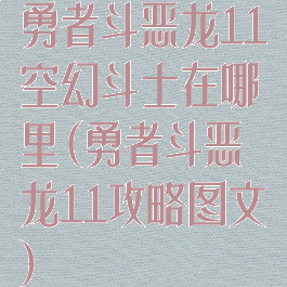 勇者斗恶龙11空幻斗士在哪里(勇者斗恶龙11攻略图文)