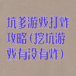 坑爹游戏打炸彈攻略(挖坑游戏有没有炸)