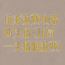 坑爹游戏攻略两头猪(开局一头猪的游戏)