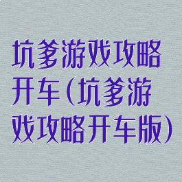 坑爹游戏攻略开车(坑爹游戏攻略开车版)