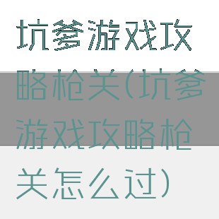 坑爹游戏攻略枪关(坑爹游戏攻略枪关怎么过)