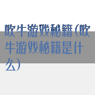 吹牛游戏秘籍(吹牛游戏秘籍是什么)