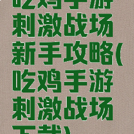 吃鸡手游刺激战场新手攻略(吃鸡手游刺激战场下载)