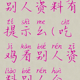 吃鸡游戏看别人资料有提示么(吃鸡看别人资料别人会知道吗)