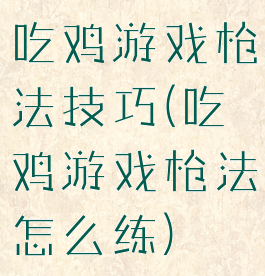 吃鸡游戏枪法技巧(吃鸡游戏枪法怎么练)