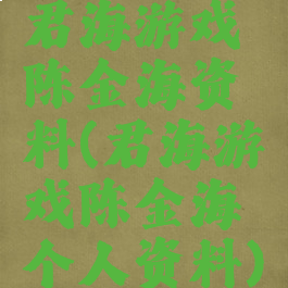 君海游戏陈金海资料(君海游戏陈金海个人资料)