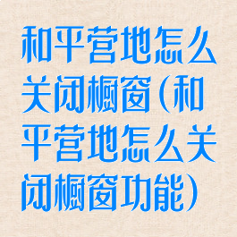 和平营地怎么关闭橱窗(和平营地怎么关闭橱窗功能)