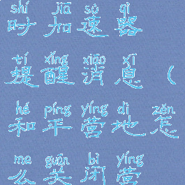 和平营地怎么关闭游戏时加速器提醒消息(和平营地怎么关闭营地在线状态)