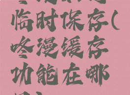 咚漫如何临时保存(咚漫缓存功能在哪里)