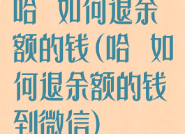 哈啰如何退余额的钱(哈啰如何退余额的钱到微信)