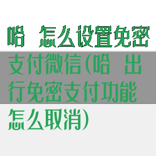 哈啰怎么设置免密支付微信(哈啰出行免密支付功能怎么取消)