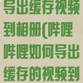 哔哩哔哩怎么导出缓存视频到相册(哔哩哔哩如何导出缓存的视频到手机)