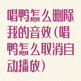 唱鸭怎么删除我的音效(唱鸭怎么取消自动播放)