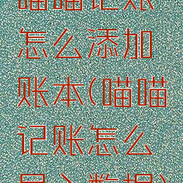喵喵记账怎么添加账本(喵喵记账怎么导入数据)