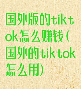 国外版的tiktok怎么赚钱(国外的tiktok怎么用)