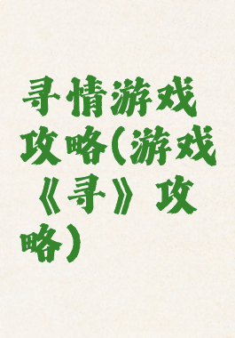 寻情游戏攻略(游戏《寻》攻略)