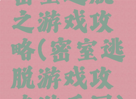 密室逃脱之游戏攻略(密室逃脱游戏攻略游乐园)