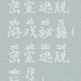 密室逃脱游戏秘籍(密室逃脱玩法)
