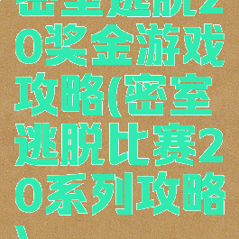 密室逃脱20奖金游戏攻略(密室逃脱比赛20系列攻略)