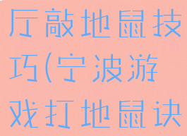 宁波游戏大厅敲地鼠技巧(宁波游戏打地鼠诀窍)