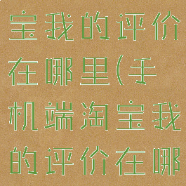 安卓手机淘宝我的评价在哪里(手机端淘宝我的评价在哪里查)