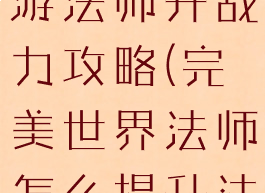 完美世界手游法师升战力攻略(完美世界法师怎么提升法攻)