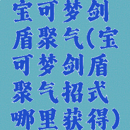 宝可梦剑盾聚气(宝可梦剑盾聚气招式哪里获得)