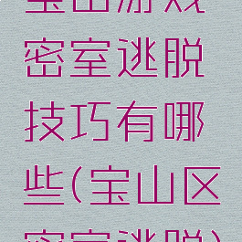 宝山游戏密室逃脱技巧有哪些(宝山区密室逃脱)