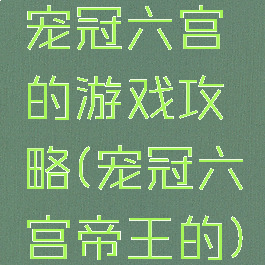 宠冠六宫的游戏攻略(宠冠六宫帝王的)