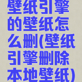 壁纸引擎的壁纸怎么删(壁纸引擎删除本地壁纸)