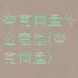夸克网盘什么意思(夸克网盘)