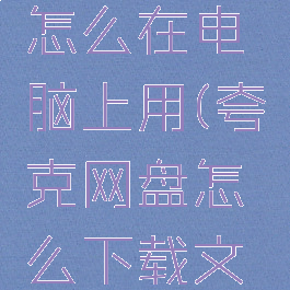 夸克网盘怎么在电脑上用(夸克网盘怎么下载文件)