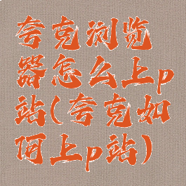 夸克浏览器怎么上p站(夸克如何上p站)