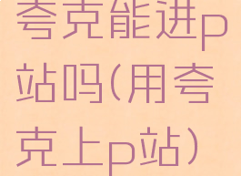 夸克能进p站吗(用夸克上p站)