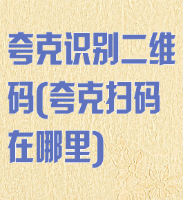 夸克识别二维码(夸克扫码在哪里)