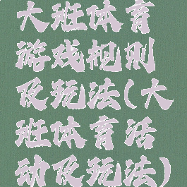 大班体育游戏规则及玩法(大班体育活动及玩法)