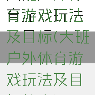 大班户外体育游戏玩法及目标(大班户外体育游戏玩法及目标教案)