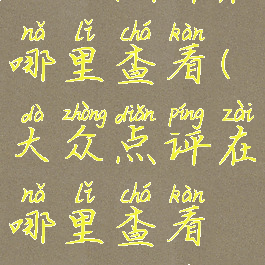 大众点评在哪里查看(大众点评在哪里查看评价记录)