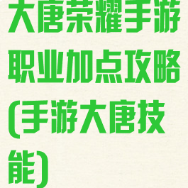 大唐荣耀手游职业加点攻略(手游大唐技能)